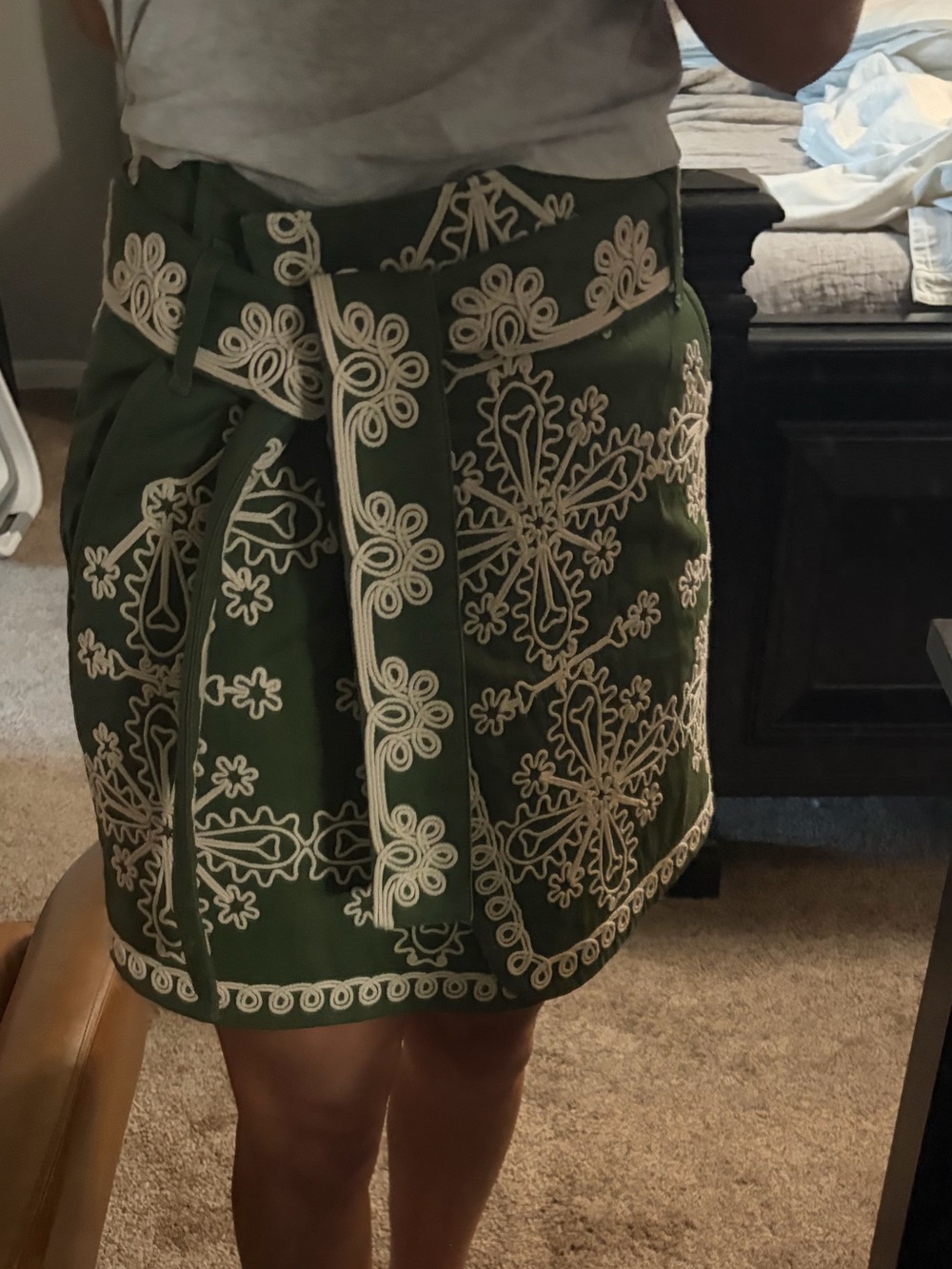 Sezane - Olive Embroidered Skirt - Picture 3 of 3